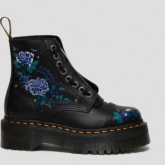 Dr. Martens SINCLAIR MYSTIC FLORAL LEATHER PLATFORM BOOTS MSRP$220 UniqueDetails - Picture 9 of 11